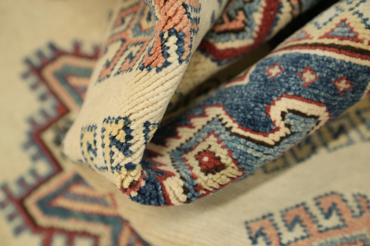 Geometric Kazak Oriental Runner Rug 3x17