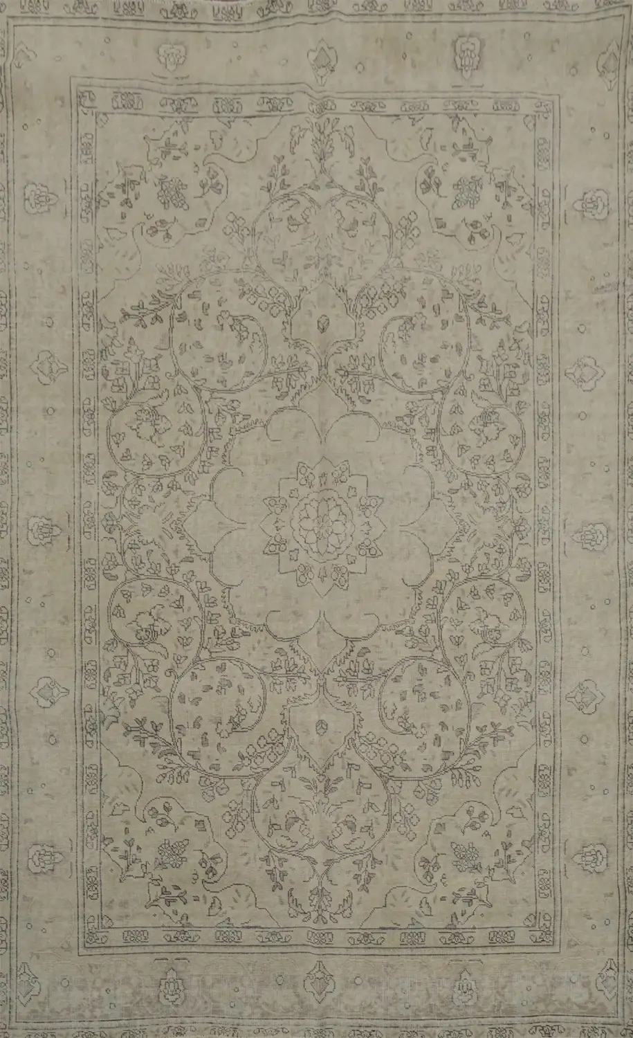 Timeless Traditional Design Distressed Persian Area Rug in Soft Neutral Tones 6x9