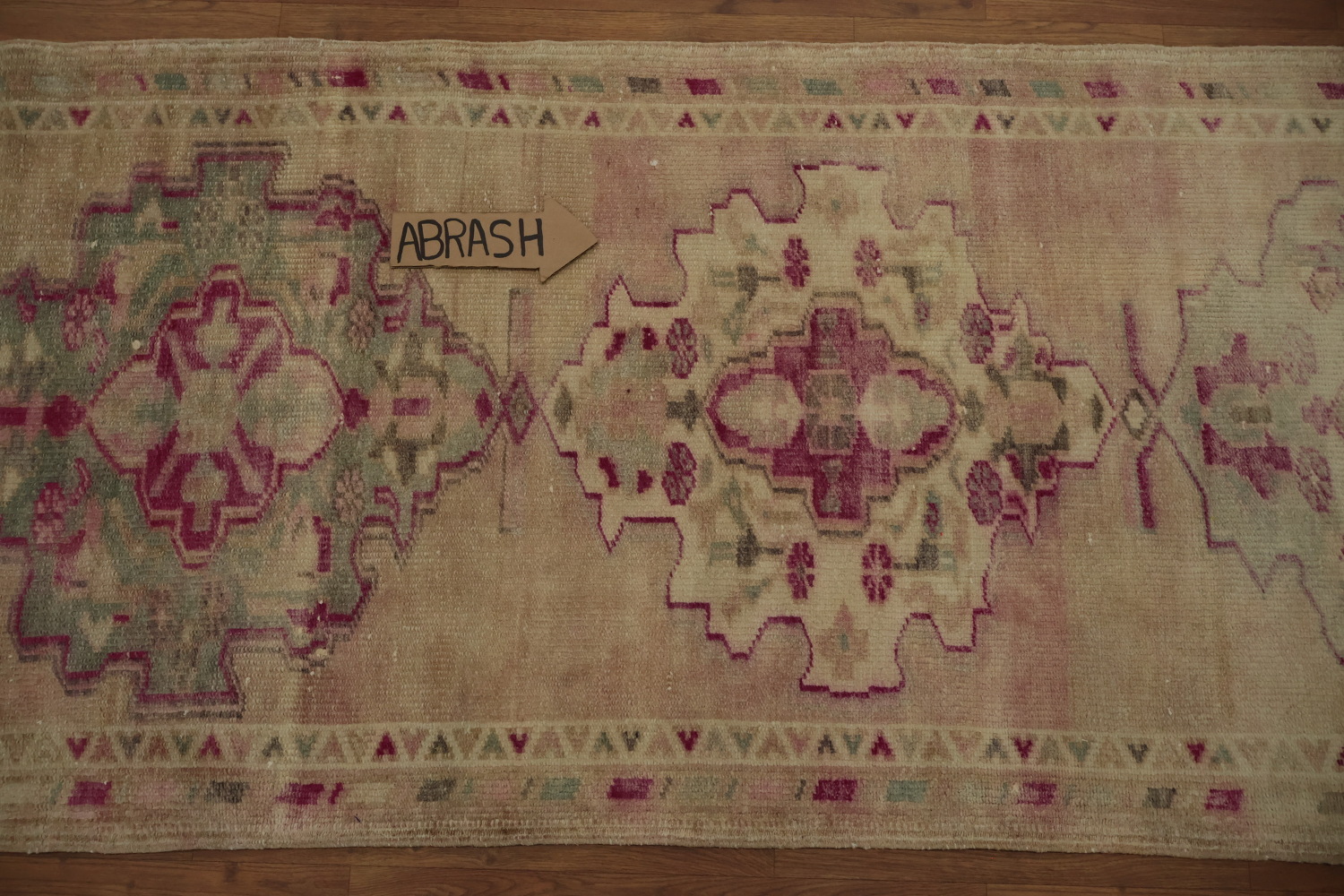 Vegetable Dye Distressed Oushak Oriental Runner Rug 3x11