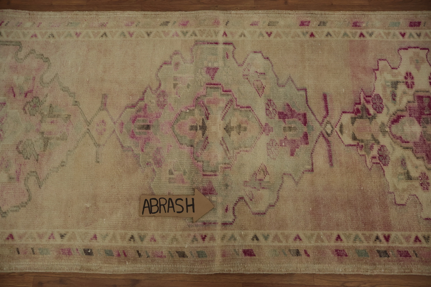 Vegetable Dye Distressed Oushak Oriental Runner Rug 3x11