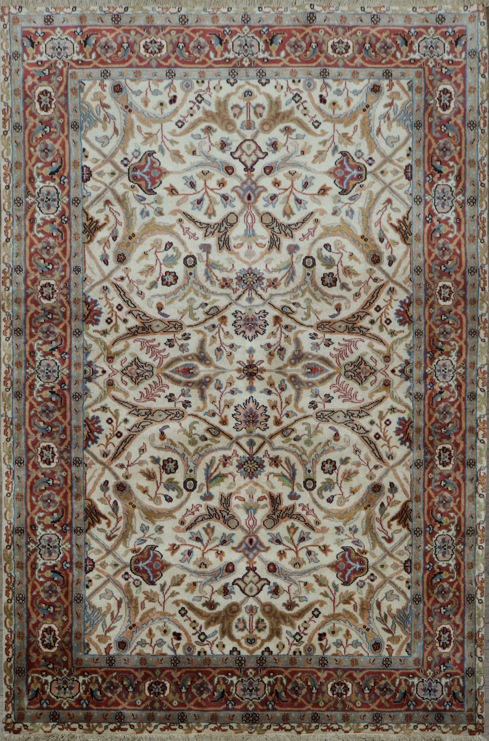Vegetable Dye All-Over Floral Kashan Oriental Area Rug 4x6