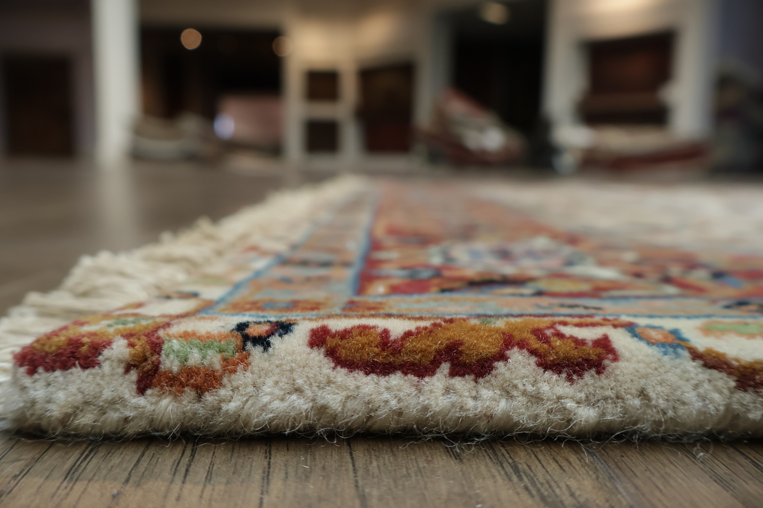 Vegetable Dye All-Over Floral Kashan Oriental Area Rug 4x6