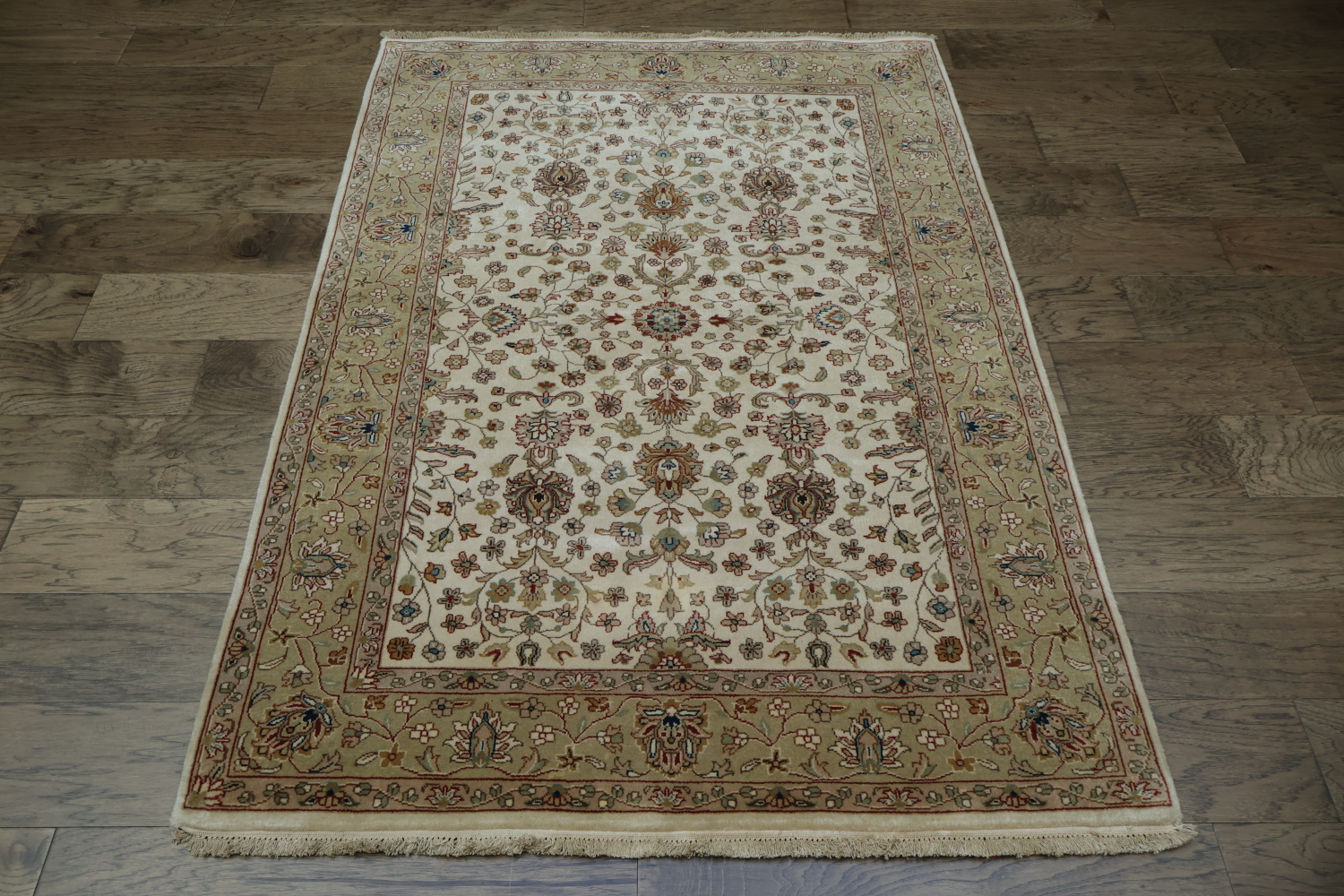 100% Vegetable Dye Floral Kashan Oriental Area Rug 4x6