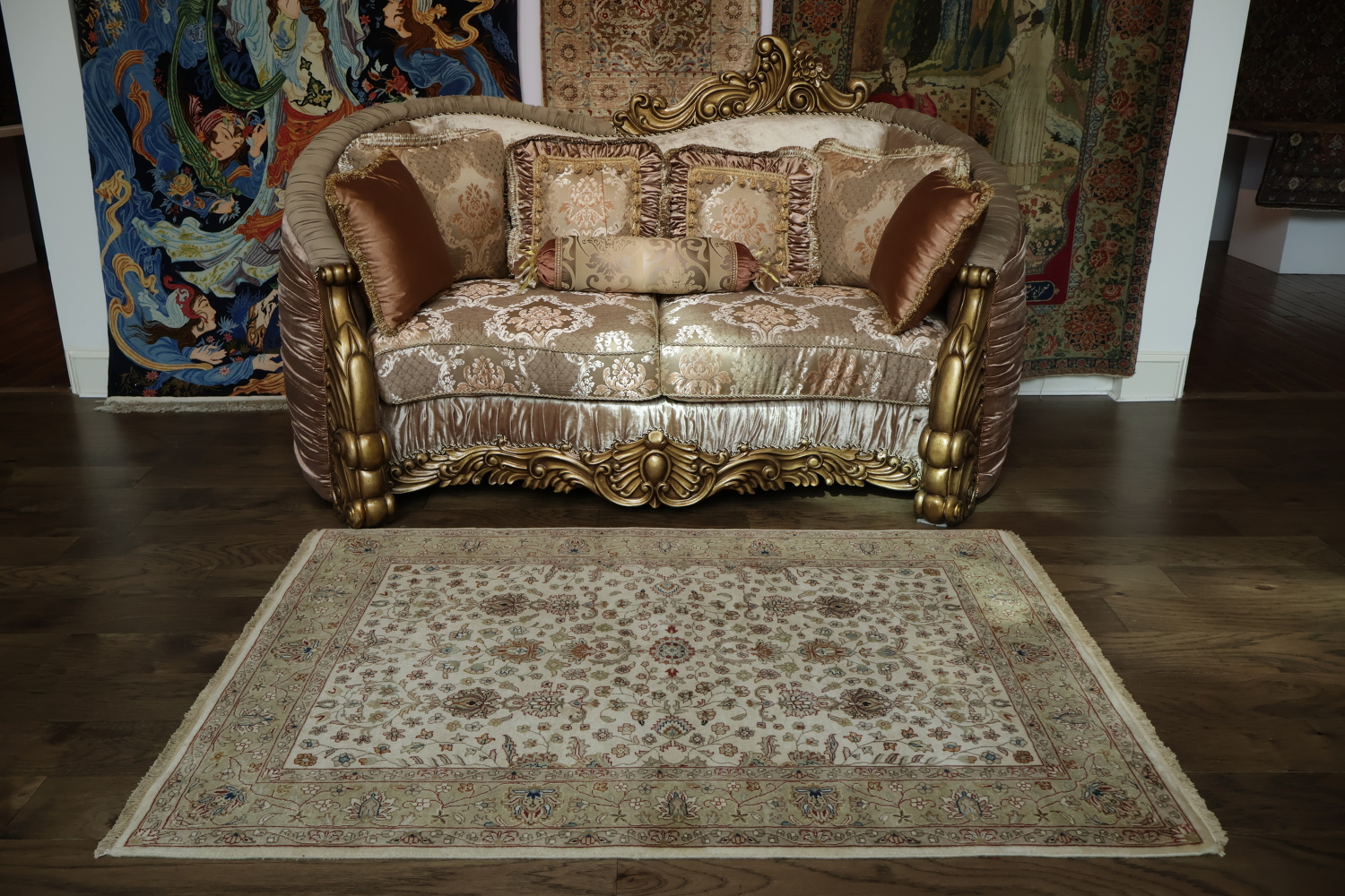 100% Vegetable Dye Floral Kashan Oriental Area Rug 4x6
