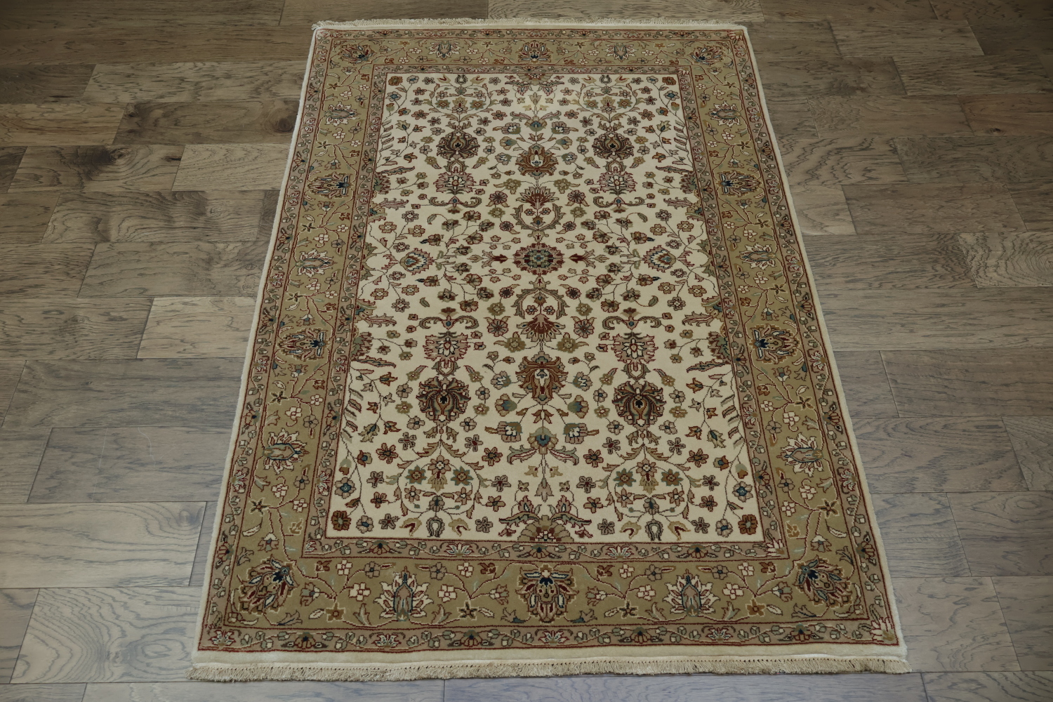 100% Vegetable Dye Floral Kashan Oriental Area Rug 4x6