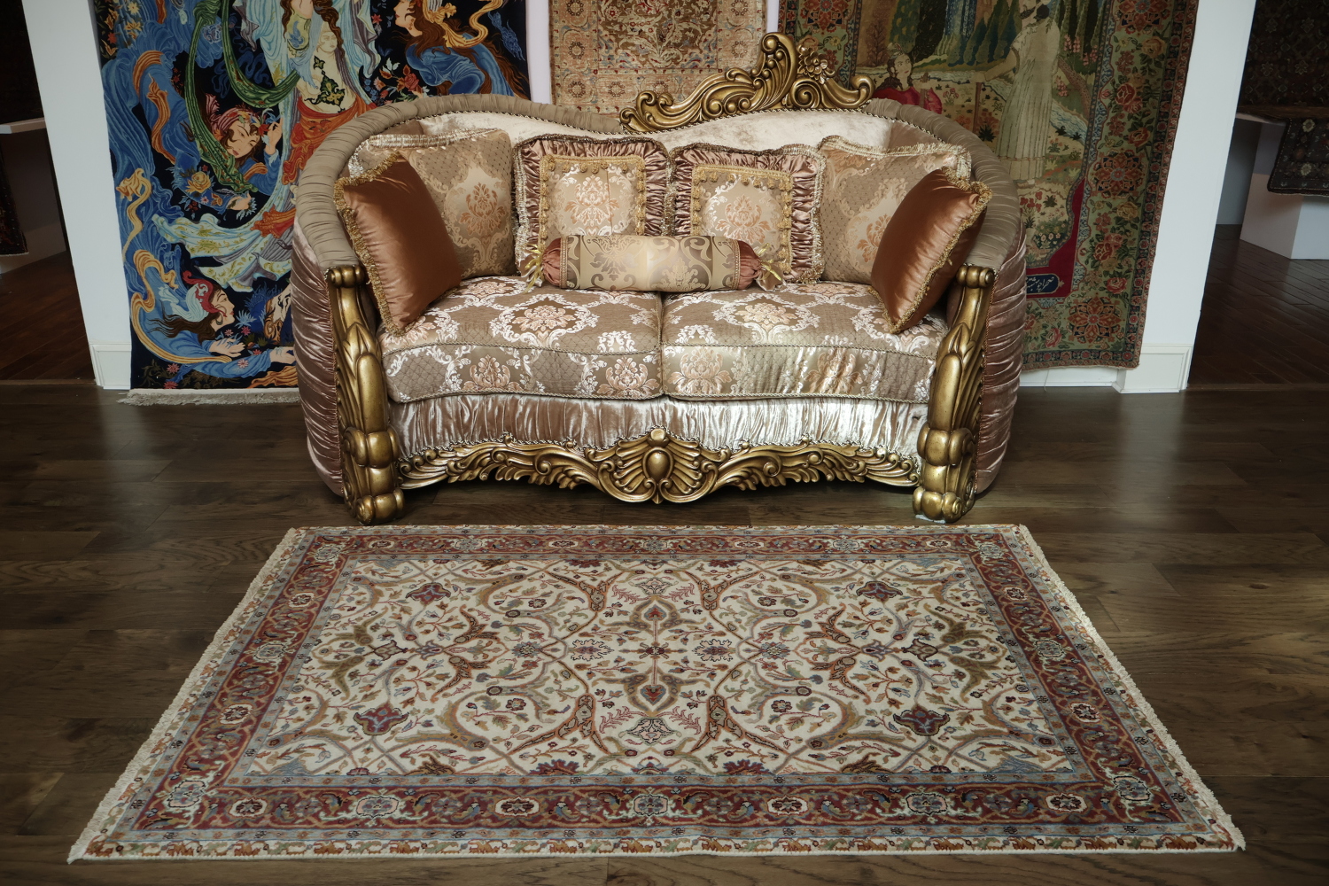 100% Vegetable Dye Floral Kashan Oriental Area Rug 4x6