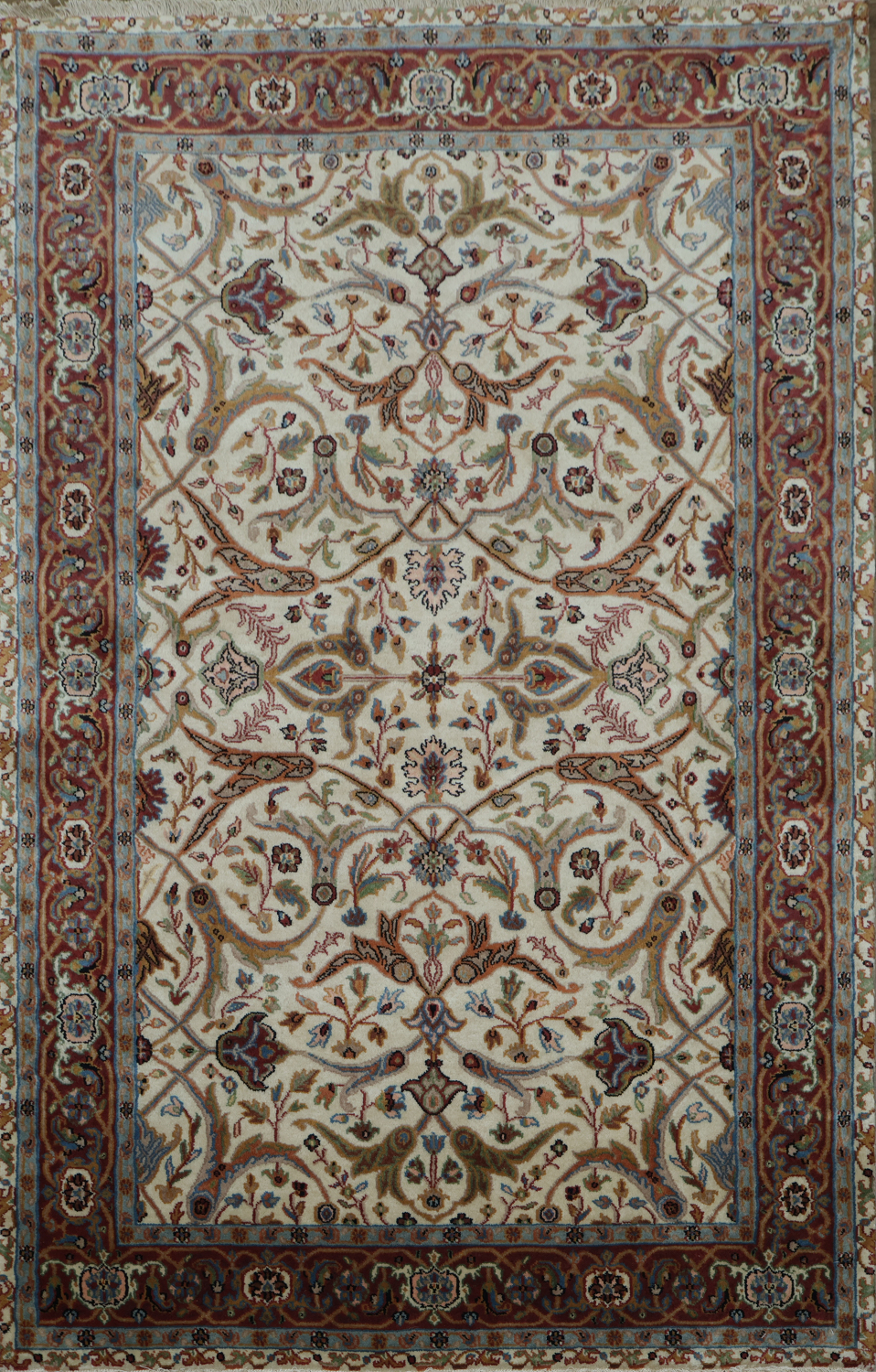 100% Vegetable Dye Floral Kashan Oriental Area Rug 4x6