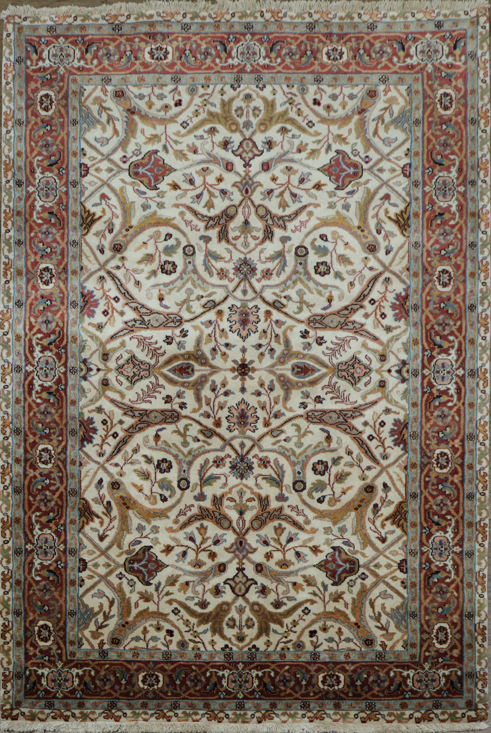 100% Vegetable Dye Floral Kashan Oriental Area Rug 4x6