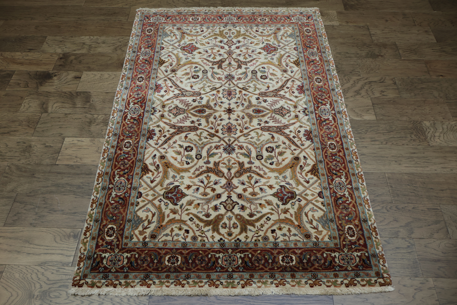 100% Vegetable Dye Floral Kashan Oriental Area Rug 4x6
