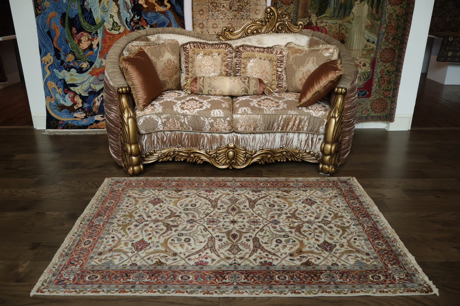 100% Vegetable Dye Floral Kashan Oriental Area Rug 4x6