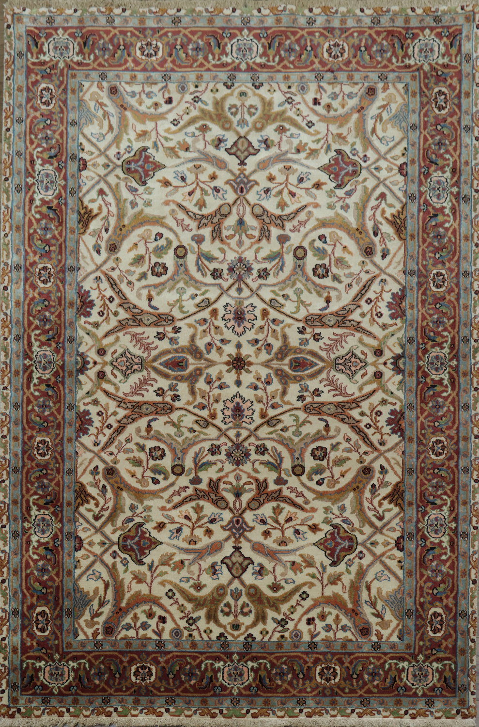 100% Vegetable Dye Floral Kashan Oriental Area Rug 4x6