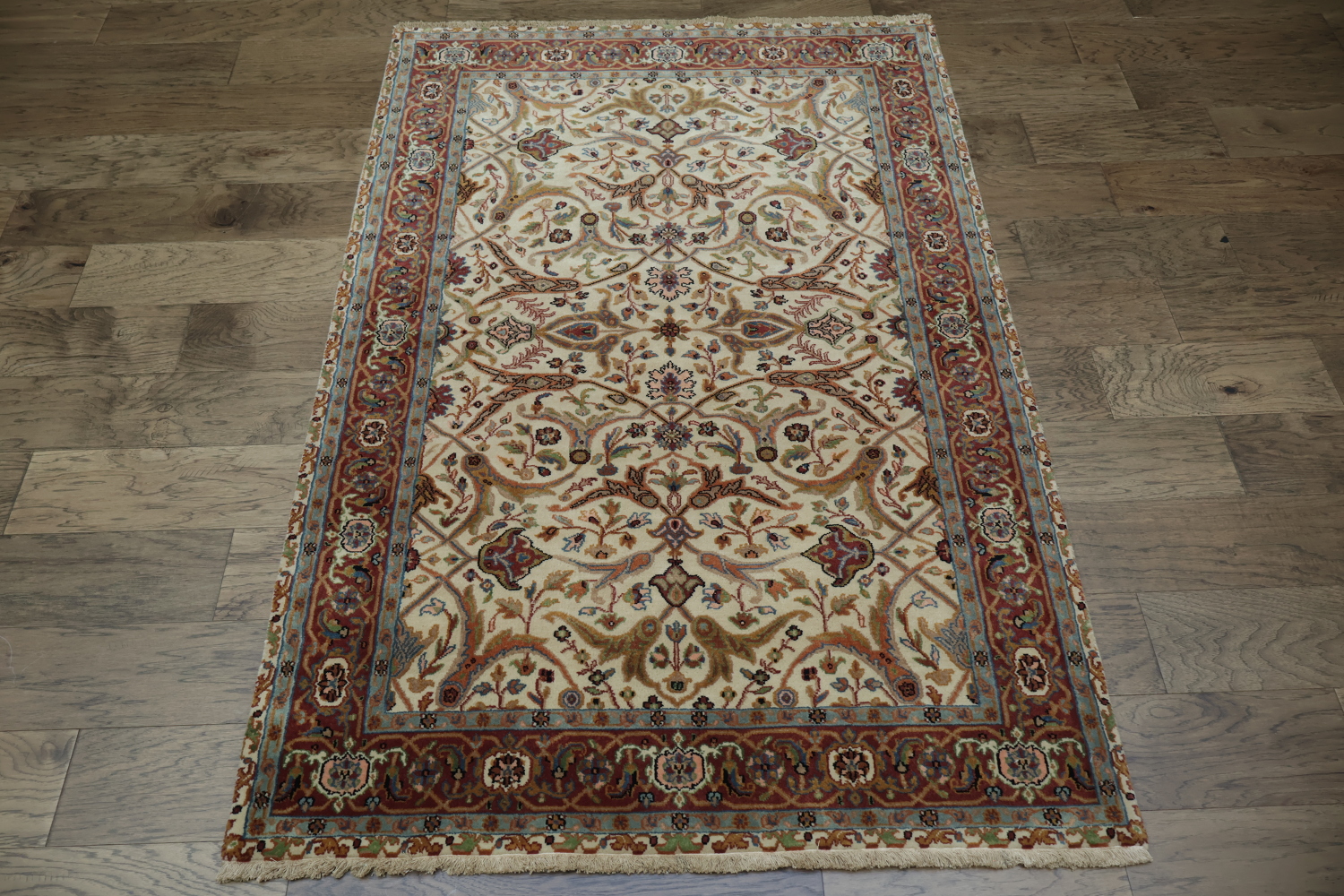 100% Vegetable Dye Floral Kashan Oriental Area Rug 4x6
