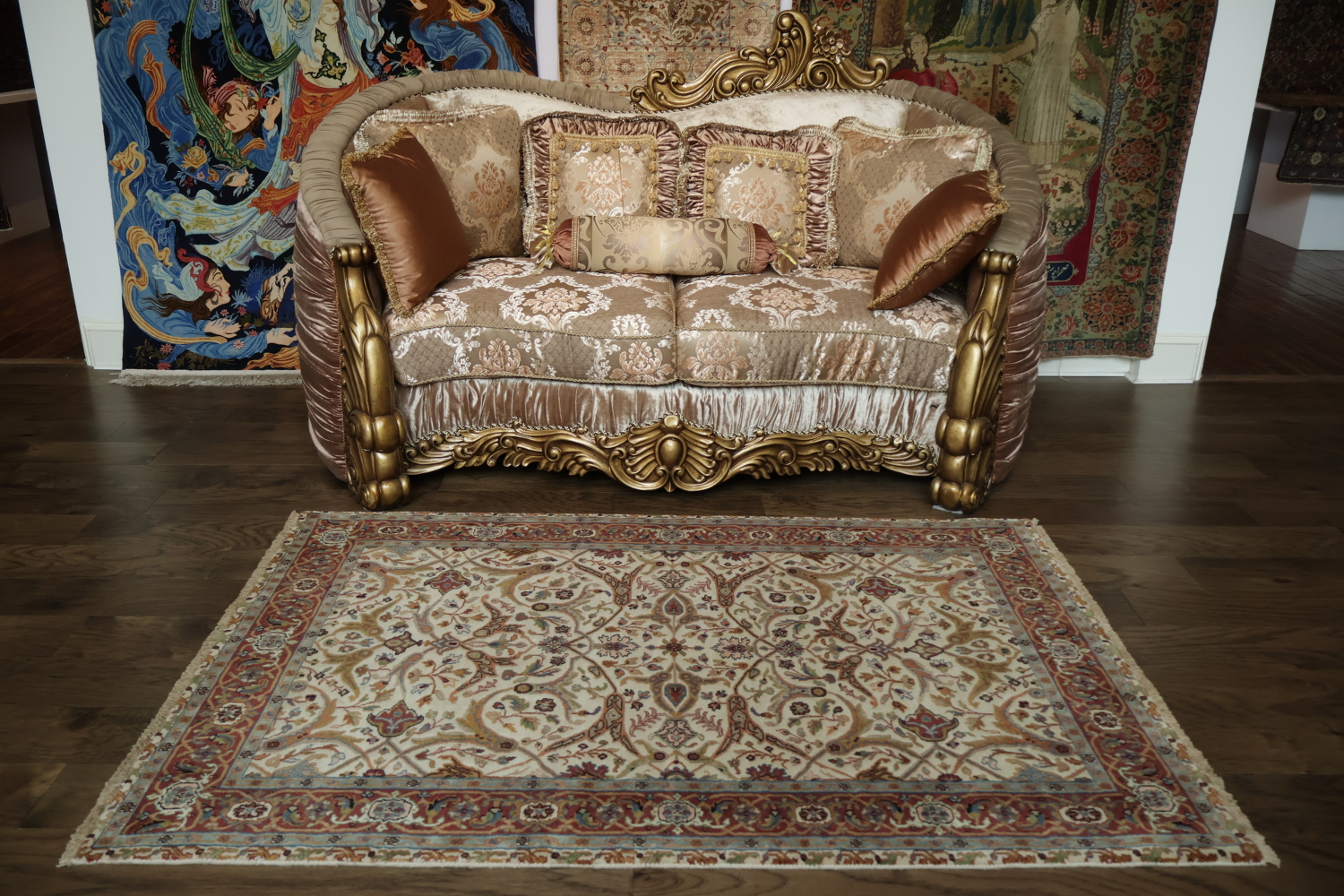 100% Vegetable Dye Floral Kashan Oriental Area Rug 4x6