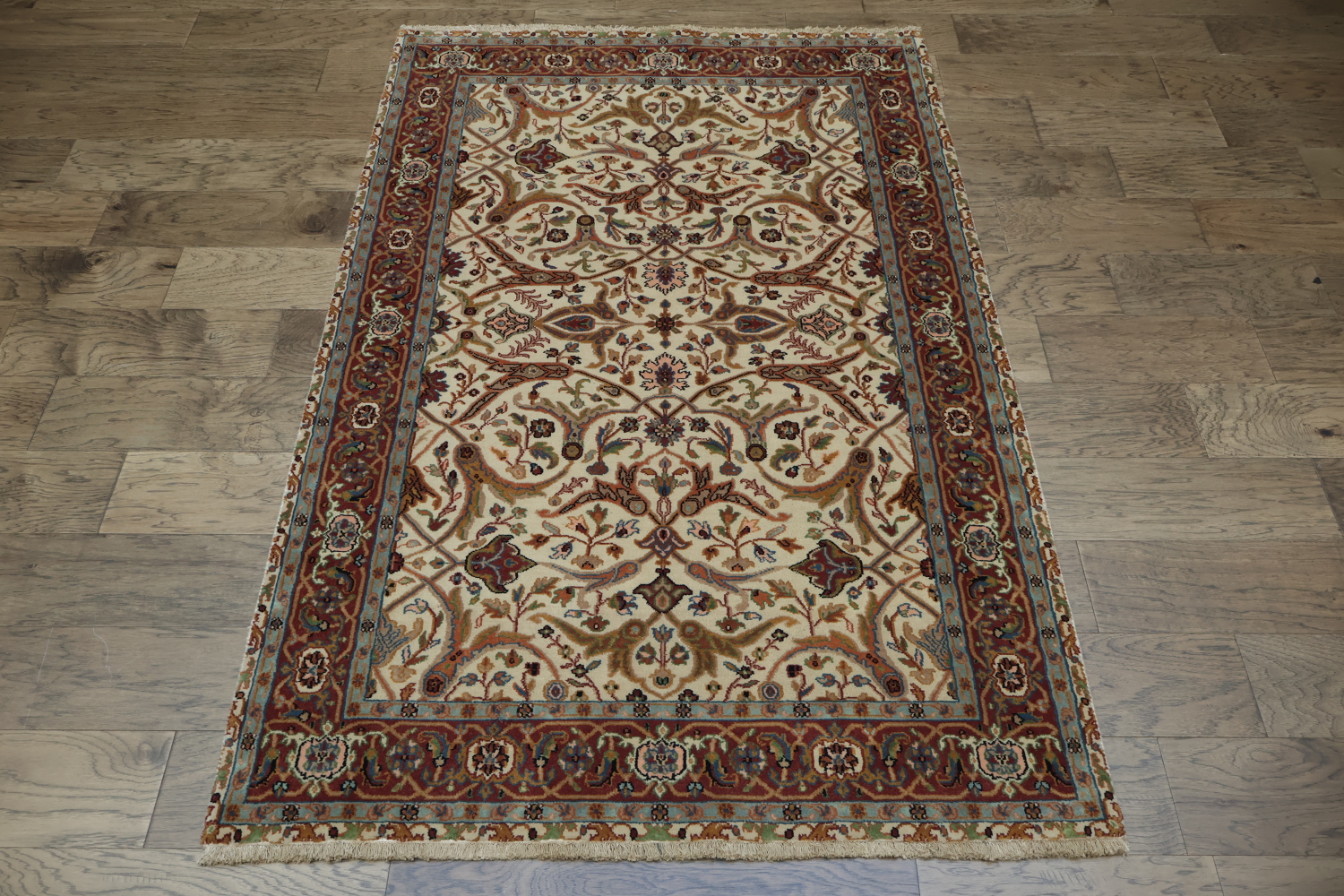 100% Vegetable Dye Floral Kashan Oriental Area Rug 4x6