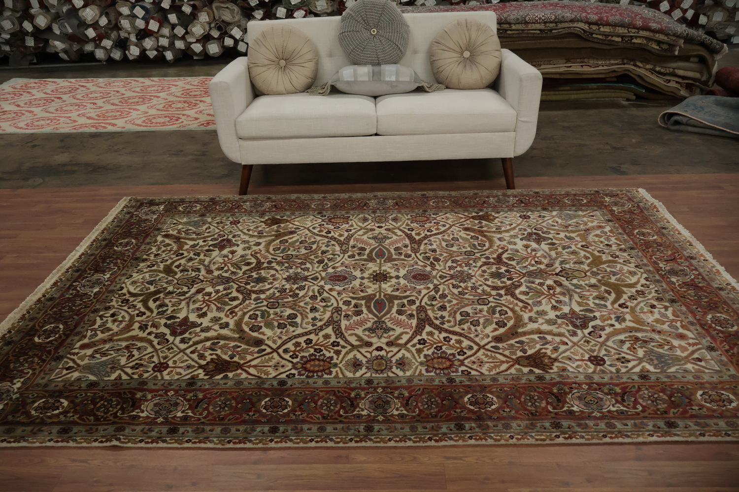 Luxurious Beige Persian Style Rug with Exquisite Details 6x9