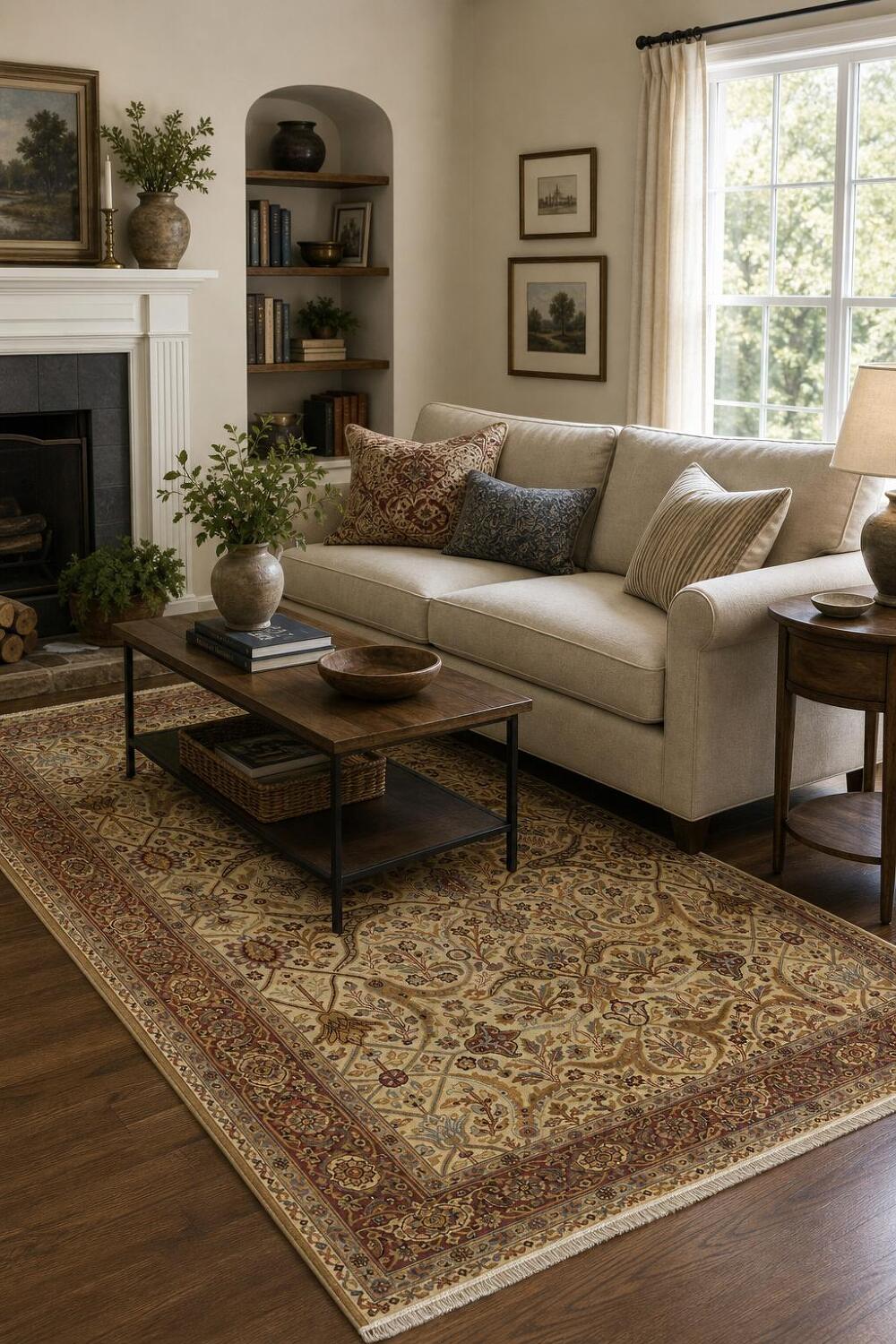 Traditional Warm Tones: Vintage-Style Persian Area Rug 6x9 ft