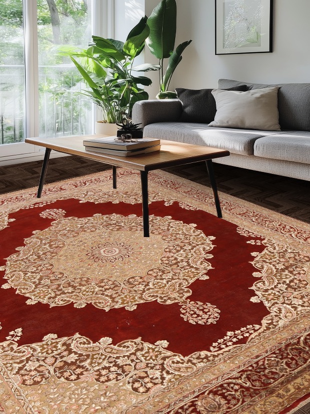 100% Vegetable Dye Kashan Oriental Area Rug 8x10