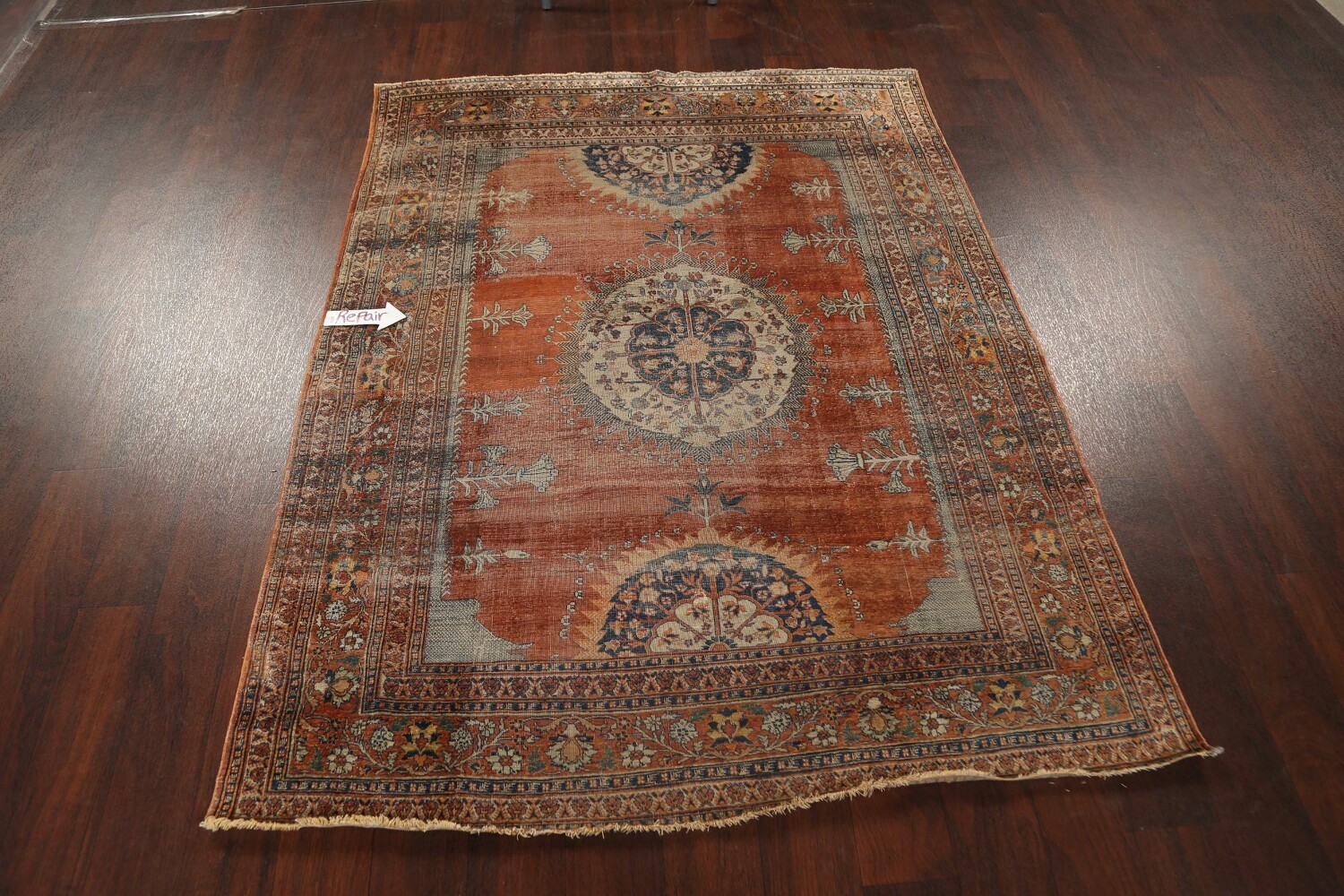 Pre-1900 Antique Silk Tabriz Haj Jalili Persian Area Rug 5x6