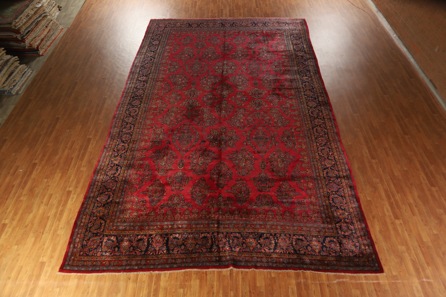 Antique Vegetable Dye Kashan Persian Large Rug 12x20