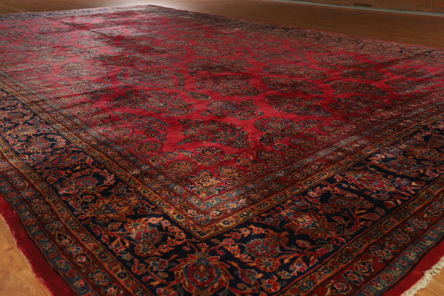 Antique Vegetable Dye Kashan Persian Large Rug 12x20