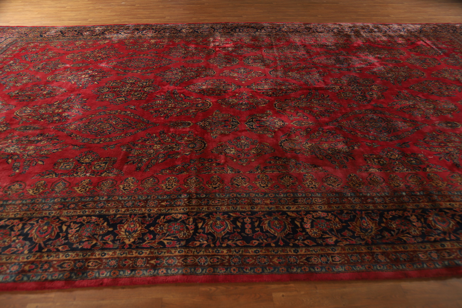 Antique Vegetable Dye Kashan Persian Large Rug 12x20