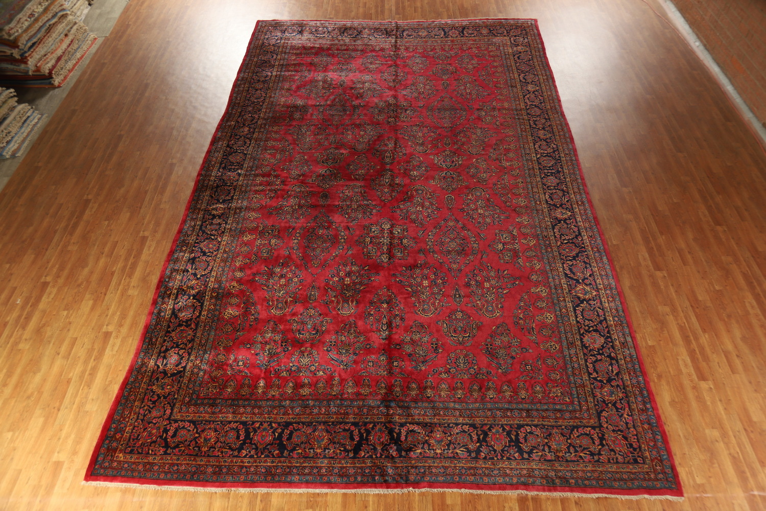 Antique Vegetable Dye Kashan Persian Large Rug 12x20