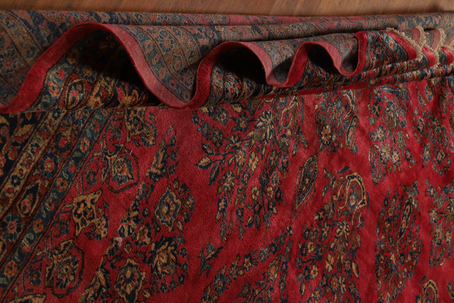Antique Vegetable Dye Kashan Persian Large Rug 12x20