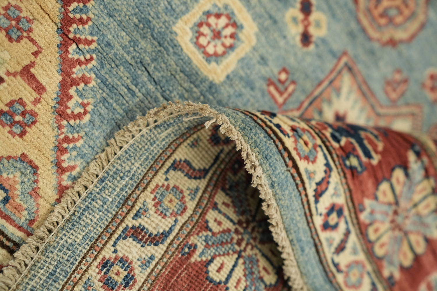 100% Vegetable Dye Super Kazak Oriental Area Rug 4x6