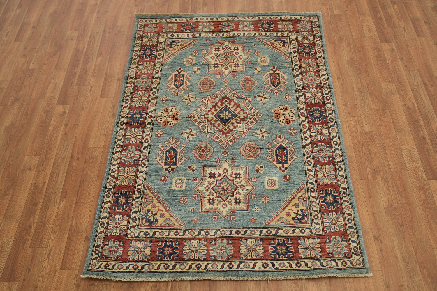 100% Vegetable Dye Super Kazak Oriental Area Rug 4x6