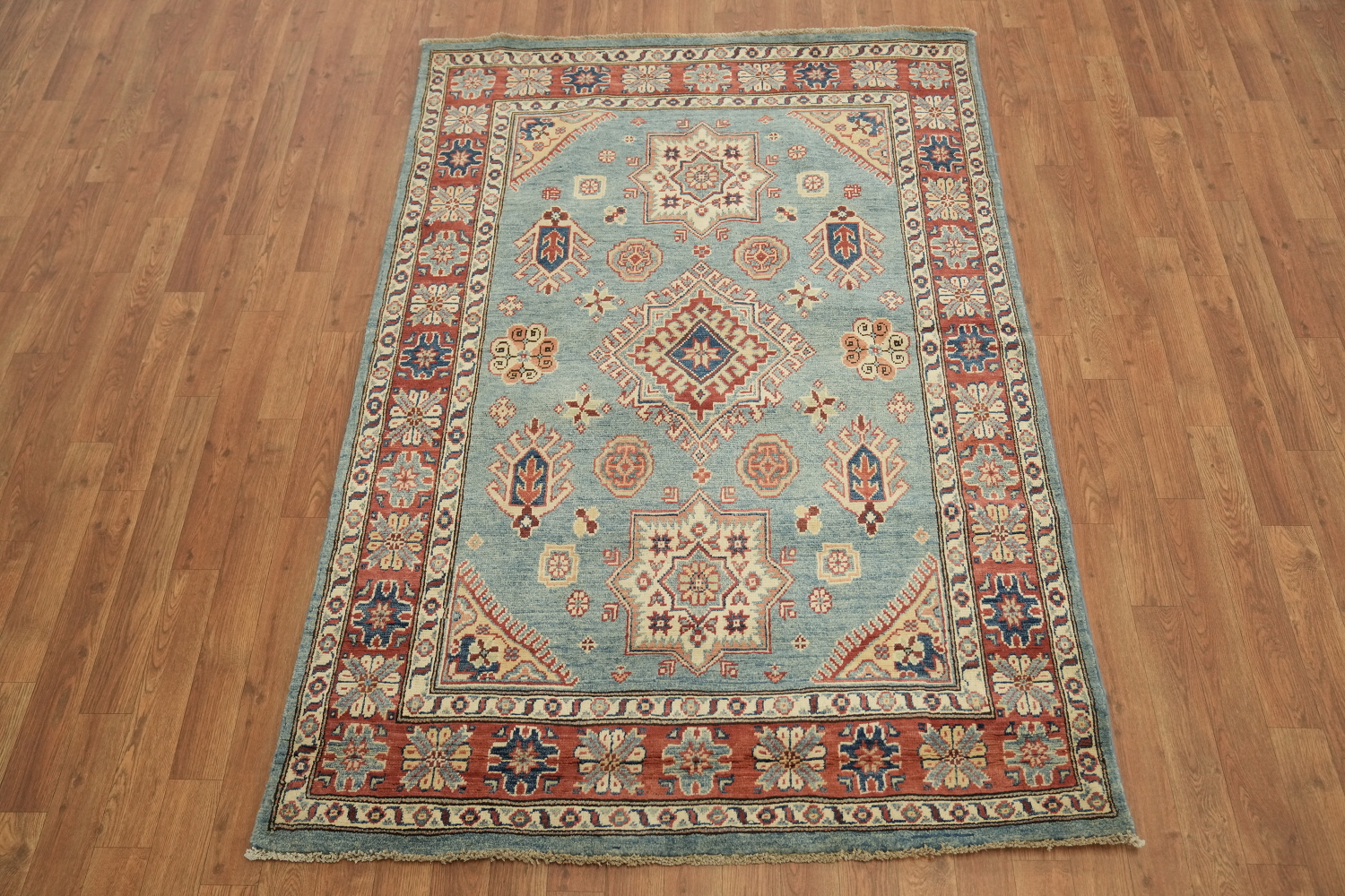 100% Vegetable Dye Super Kazak Oriental Area Rug 4x6