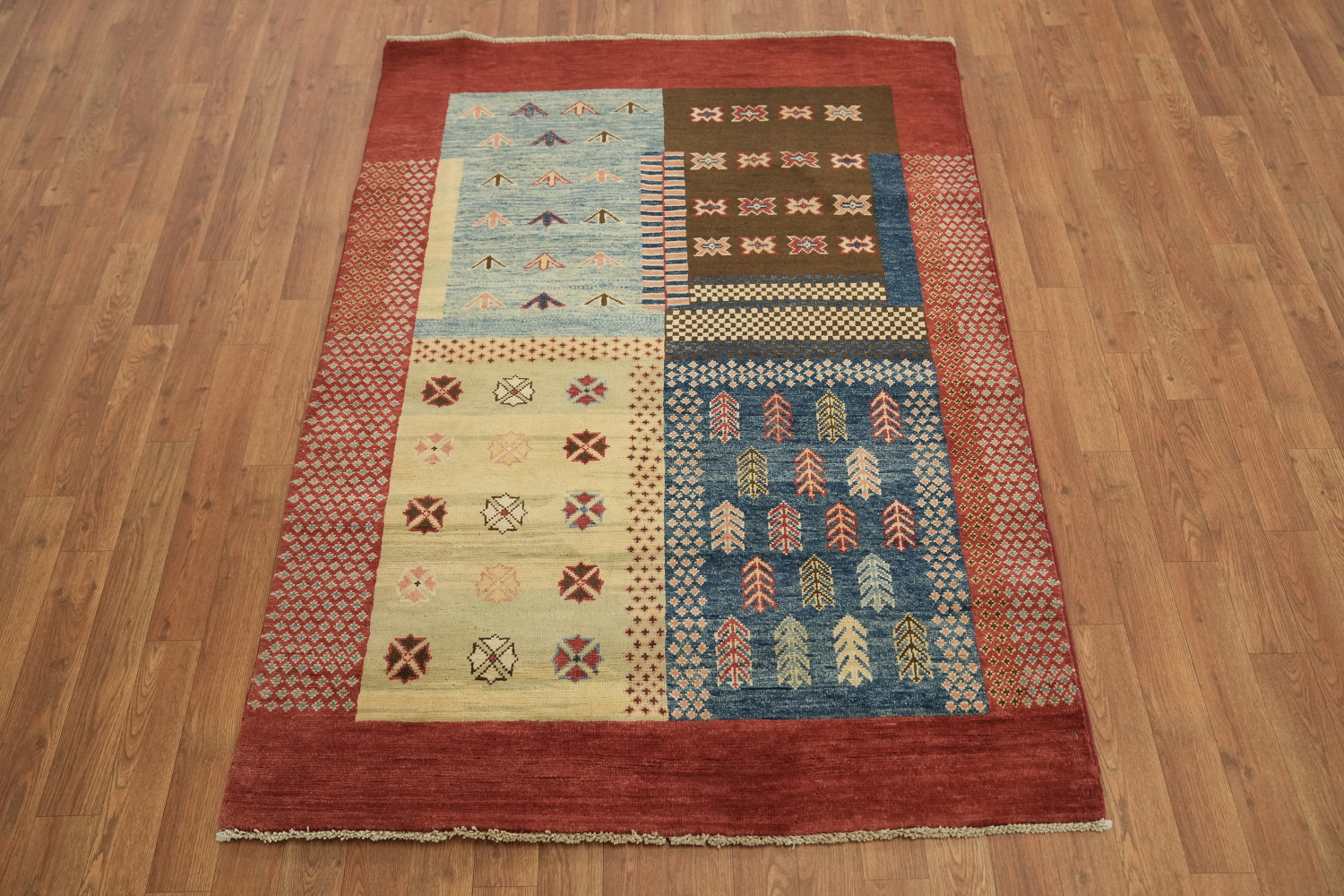 100% Vegetable Dye Super Kazak Oriental Area Rug 4x5