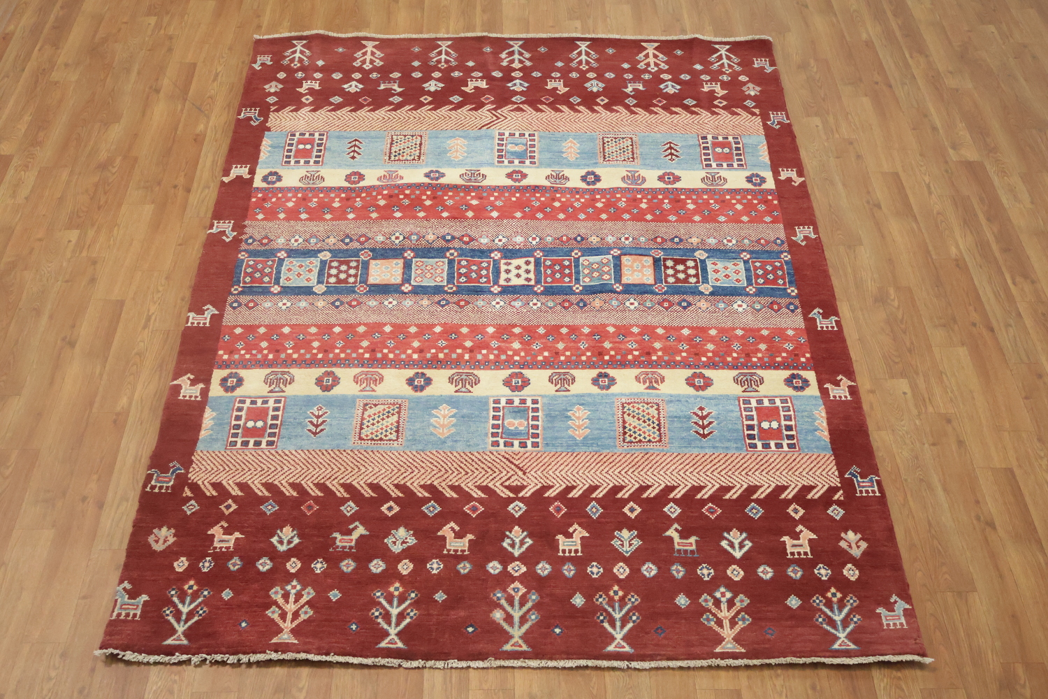 100% Vegetable Dye Super Kazak Oriental Area Rug 5x7