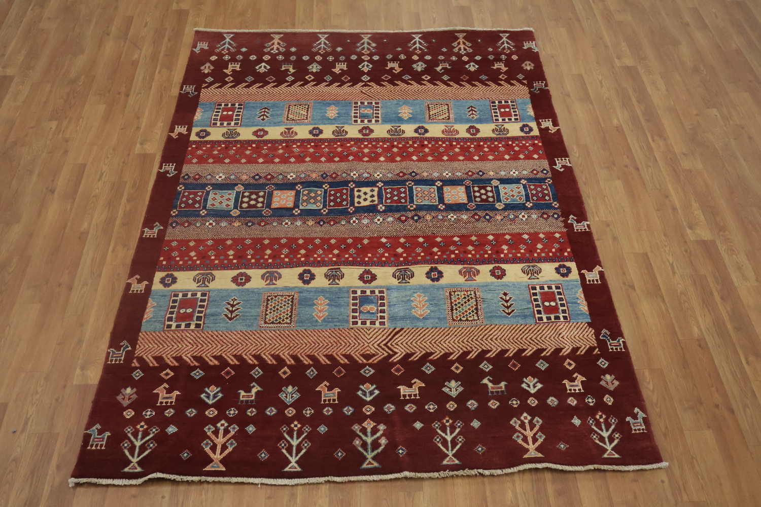 100% Vegetable Dye Super Kazak Oriental Area Rug 5x7