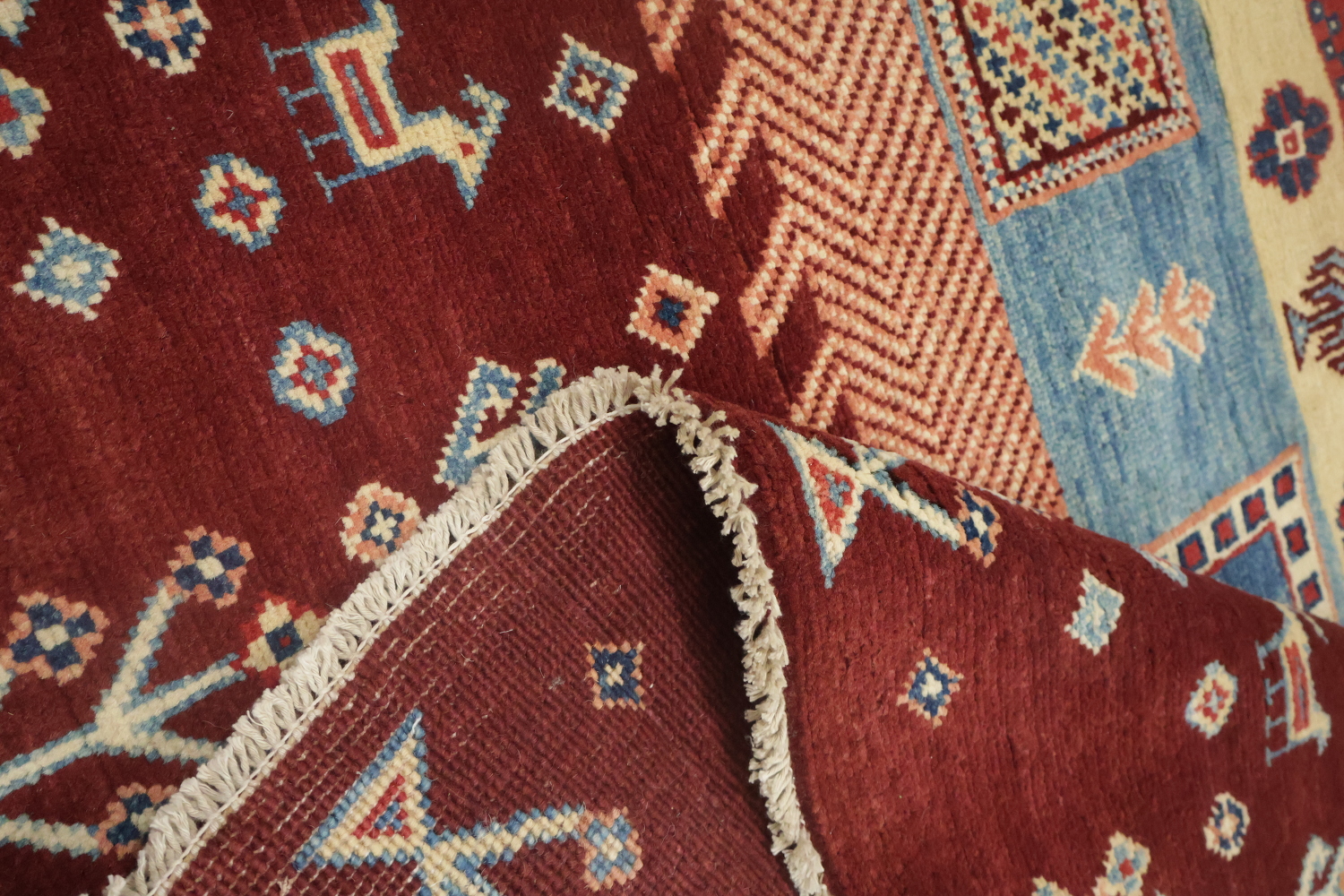 100% Vegetable Dye Super Kazak Oriental Area Rug 5x7