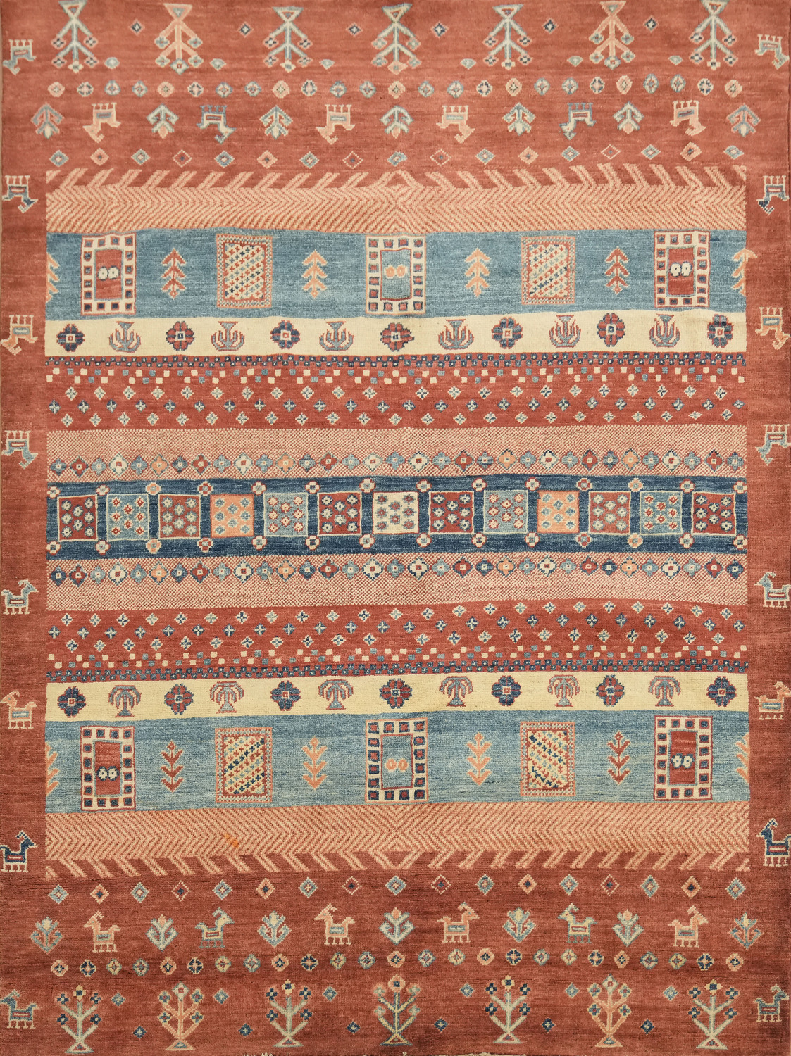100% Vegetable Dye Super Kazak Oriental Area Rug 5x7