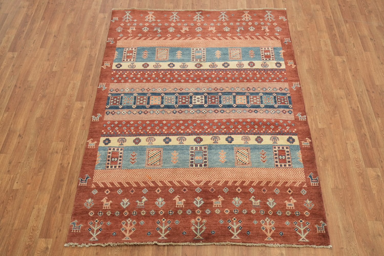 100% Vegetable Dye Super Kazak Oriental Area Rug 5x7