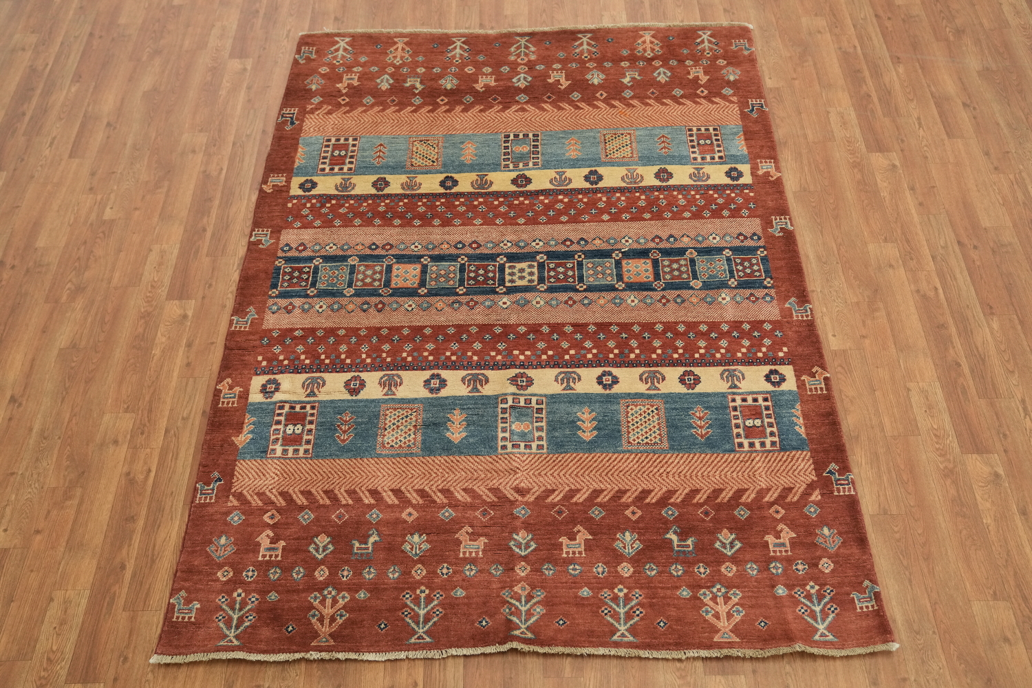 100% Vegetable Dye Super Kazak Oriental Area Rug 5x7