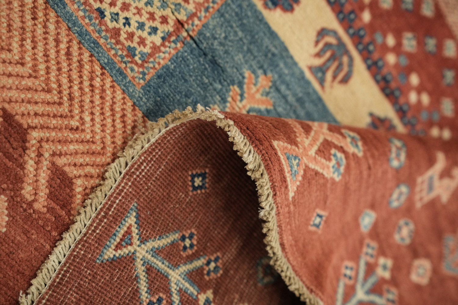 100% Vegetable Dye Super Kazak Oriental Area Rug 5x7