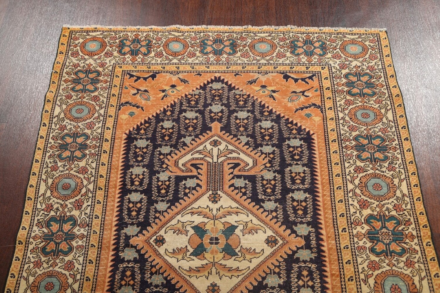 Antique 100% Vegetable Dye Sultanabad Persian Area Rug 4x5