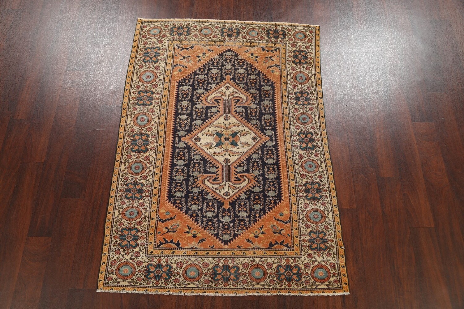 Antique 100% Vegetable Dye Sultanabad Persian Area Rug 4x5
