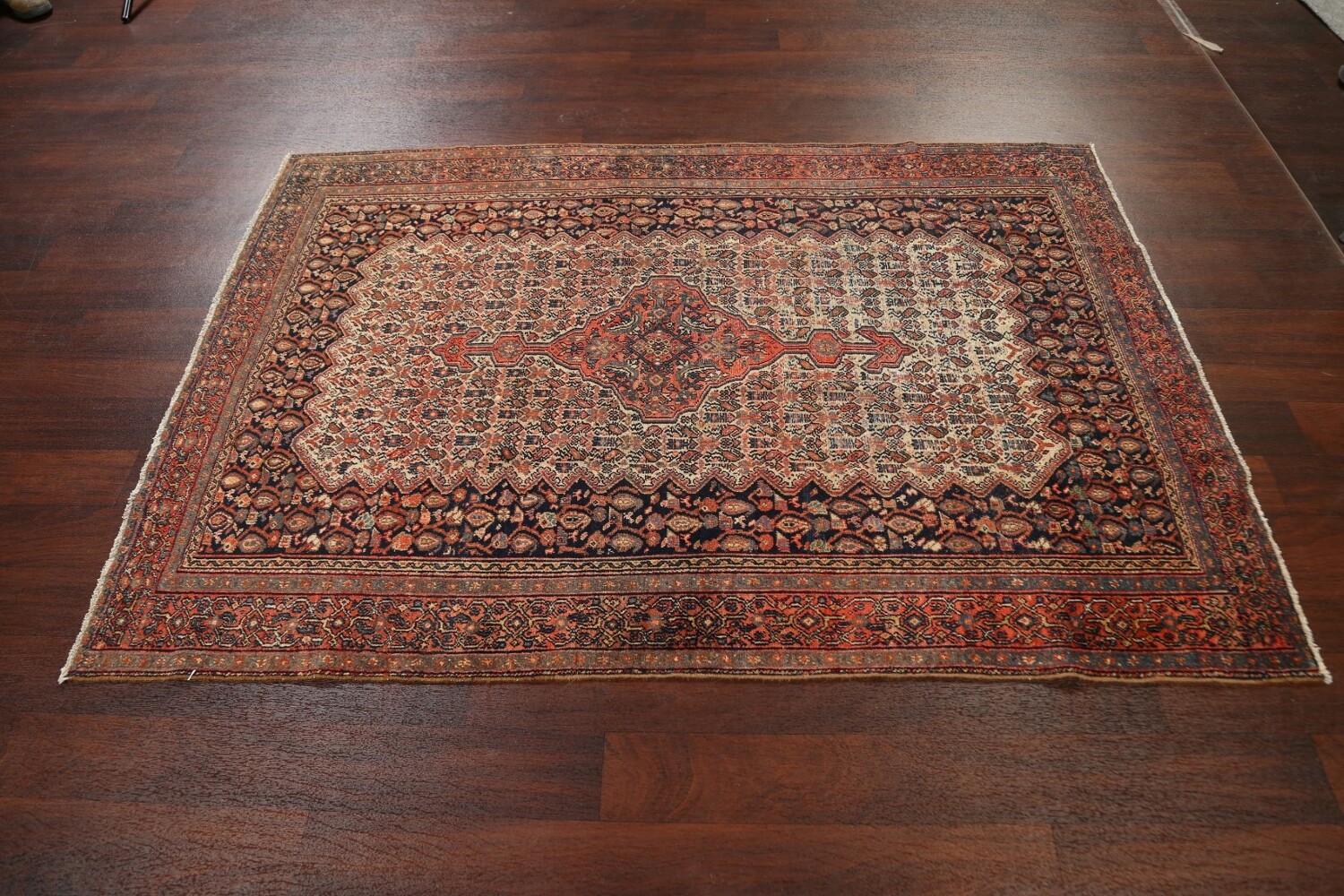 Pre-1900 Antique Vegetable Dye Senneh Persian Area Rug 4x6