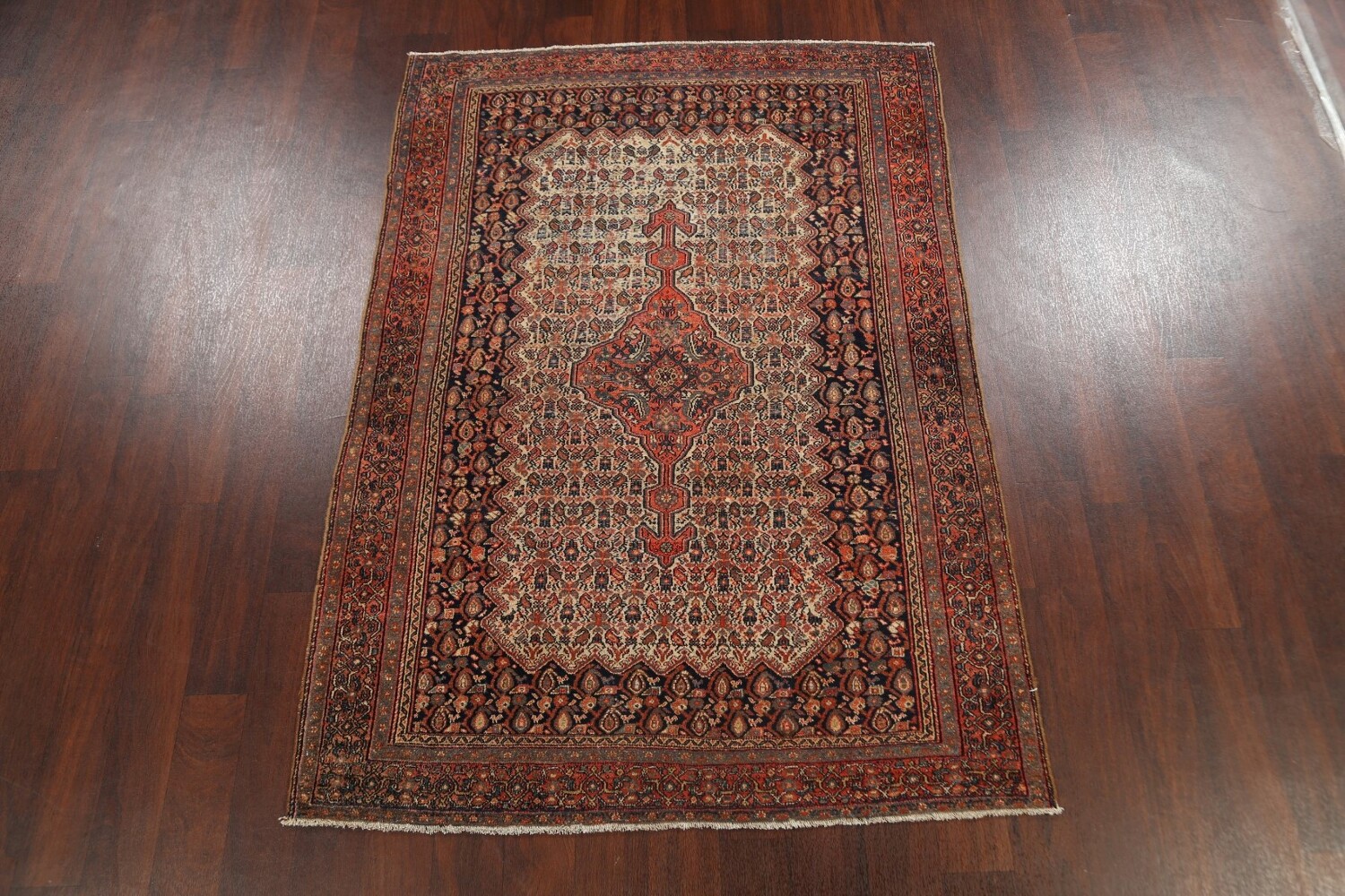 Pre-1900 Antique Vegetable Dye Senneh Persian Area Rug 4x6