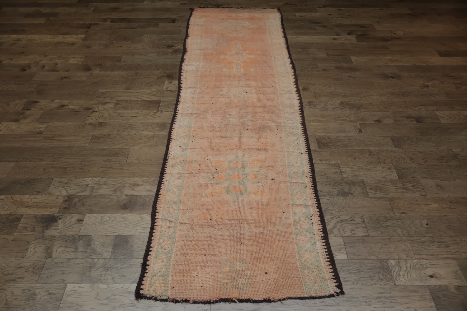 Antique Faded Moroccan Peach Runner Rug for Hallways or Entrances 4x13