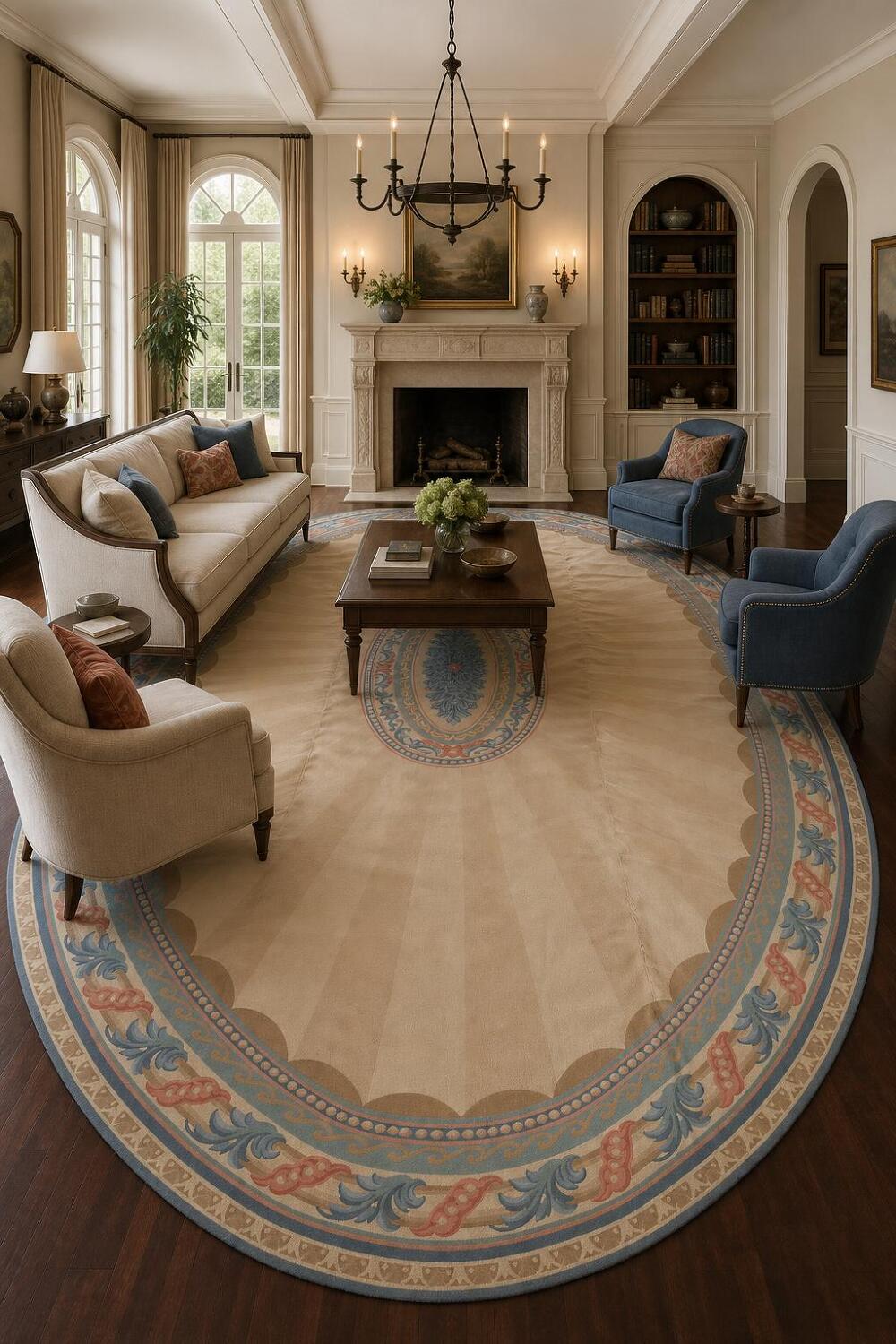 Vegetable Dye Large Oval Savonnerie Oriental Area Rug 19x28
