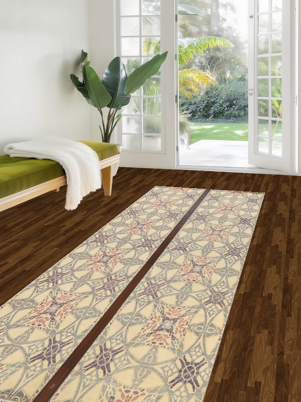 Set of 2 Vegetable Dye Abstract Oriental Runner Rugs 3x10