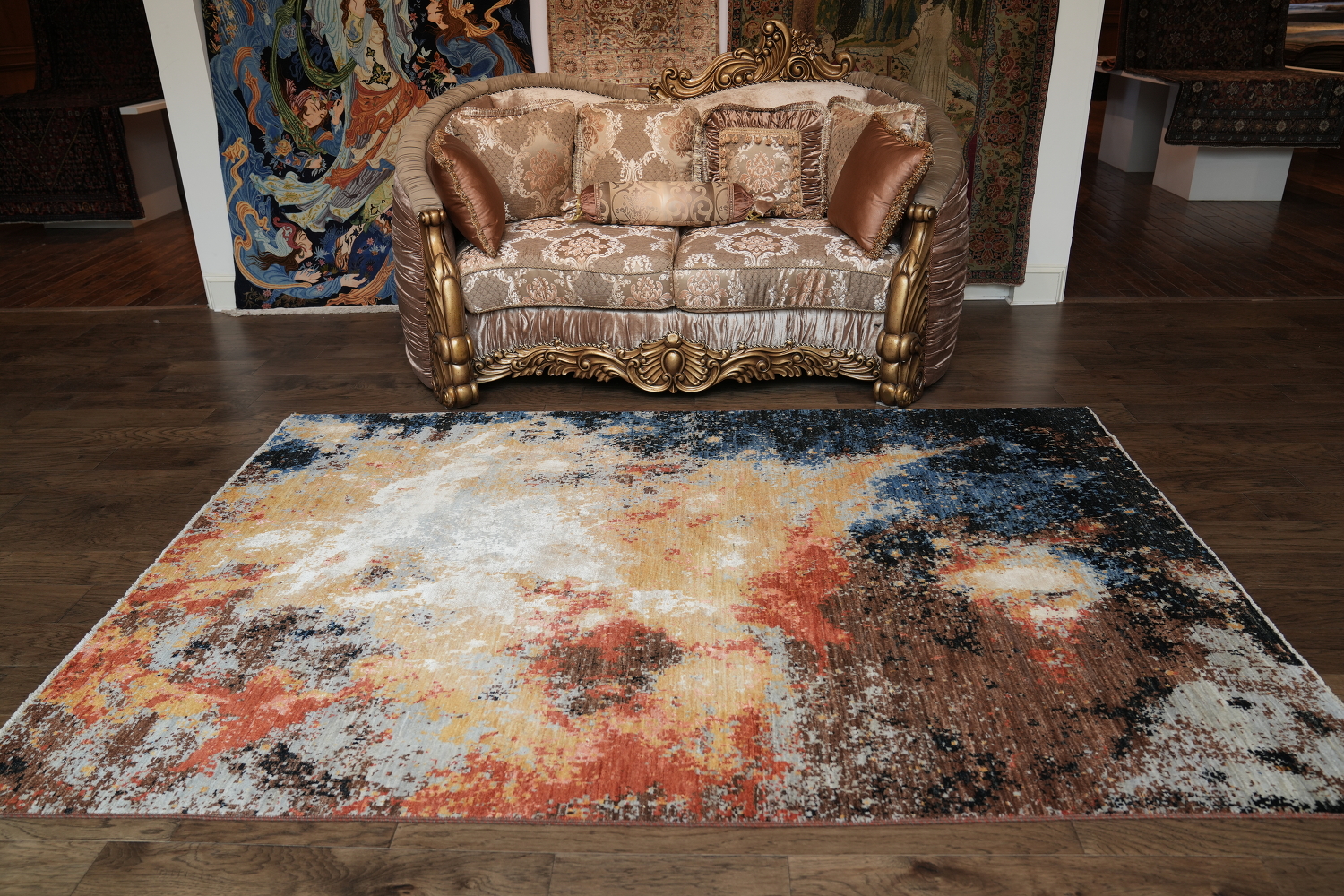 Vegetable Dye Contemporary Abstract Oriental Area Rug 6x9