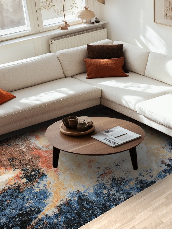 Vegetable Dye Contemporary Abstract Oriental Area Rug 6x9