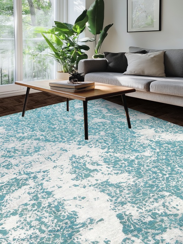 Distressed Contemporary Abstract Oriental Area Rug 8x10