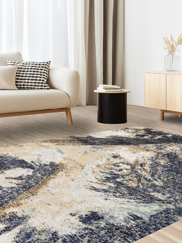 Vegetable Dye Contemporary Abstract Oriental Area Rug 6x9