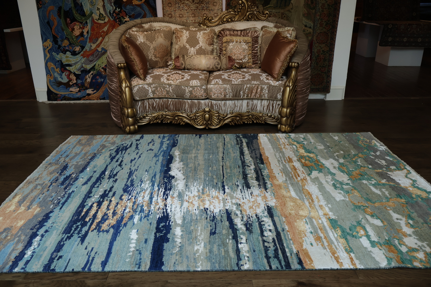 Vegetable Dye Contemporary Abstract Oriental Area Rug 6x9
